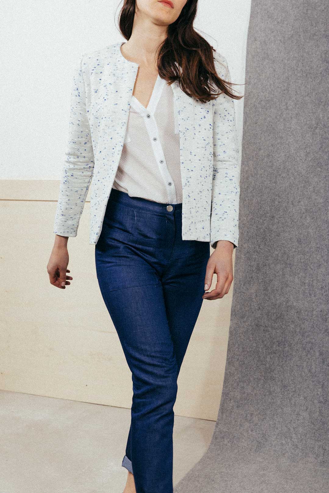Pantalon Lucie - ATODE chemisier blanc femme chic
