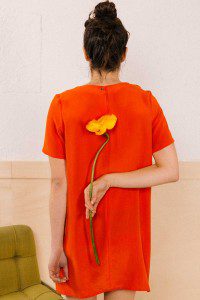 robe en soie orange Julia ATODE