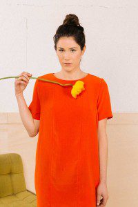 robe en soie orange Julia ATODE