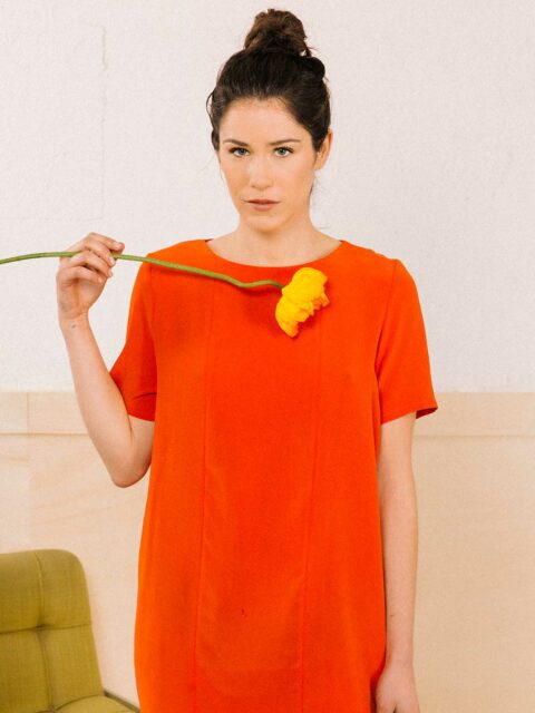robe en soie orange Julia ATODE
