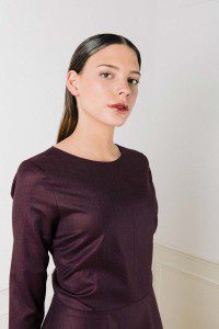 Robe patineuse en laine flanelle bordeaux Alexandra ATODE