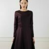 Robe patineuse en laine flanelle bordeaux Alexandra ATODE