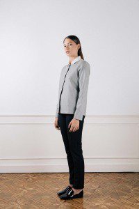 Gilet gris en laine flanelle Laurence