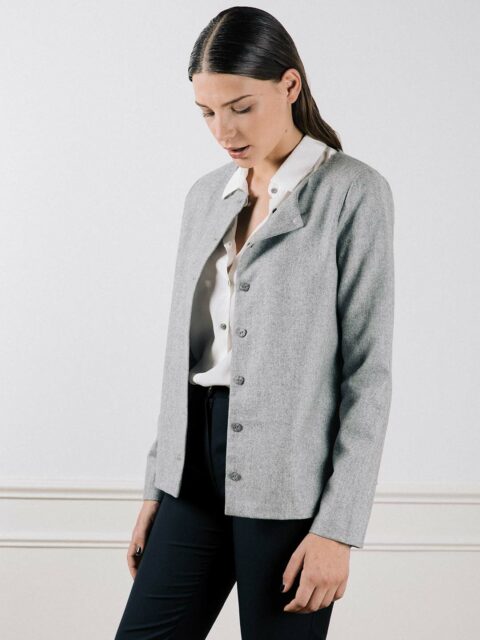 Gilet gris en laine flanelle Laurence ATODE