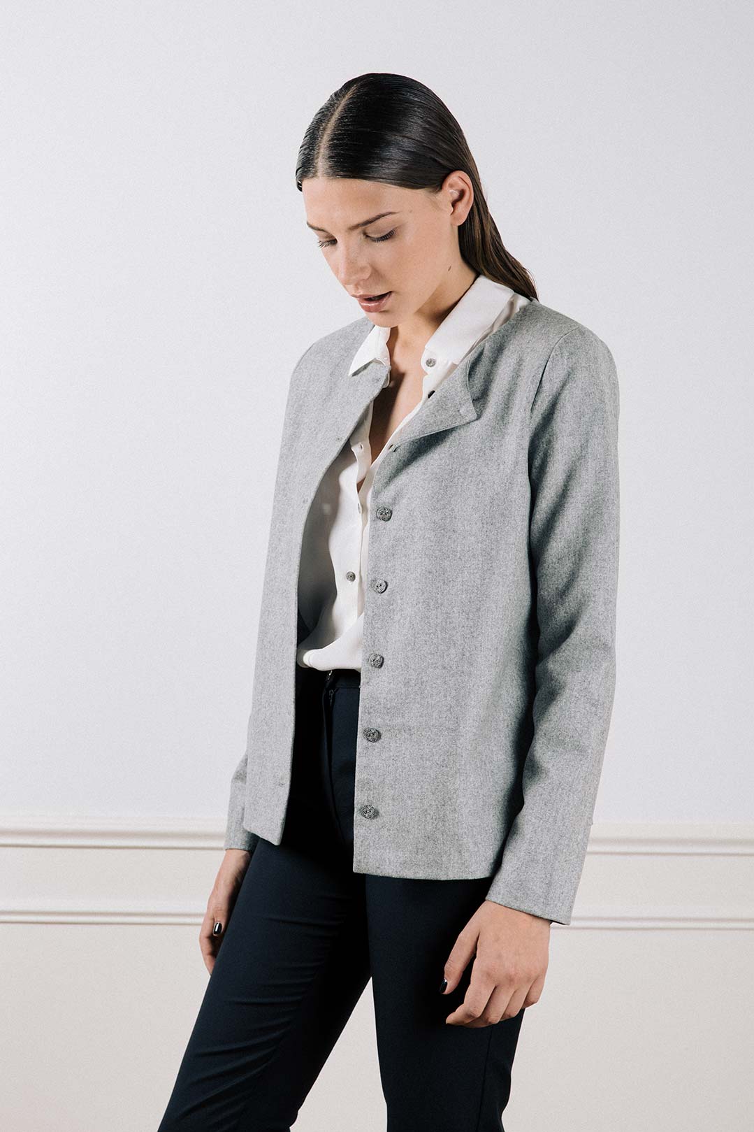 gilet gris en laine femme