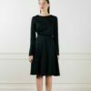 Jupe midi en crêpe de laine noire Camille ATODE