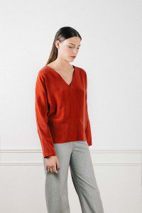 Blouse soie rouge