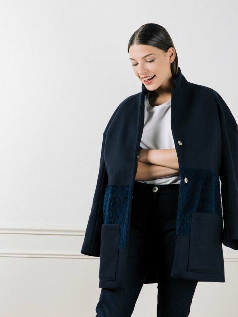 Manteau en laine bleue oversize Mia ATODE