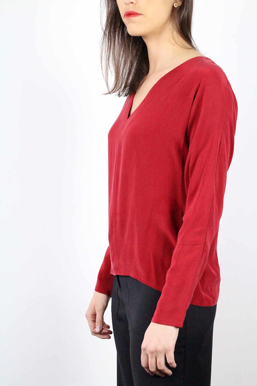 Blouse soie rouge
