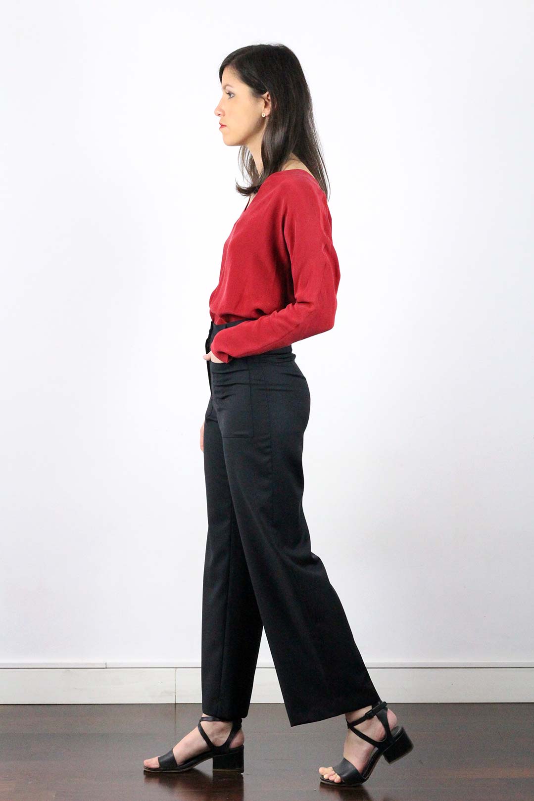 Pantalon large femme taille haute