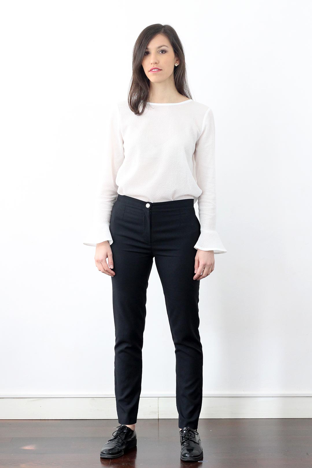 Pantalon Cigarette noir en laine froide ATODE - Made in France