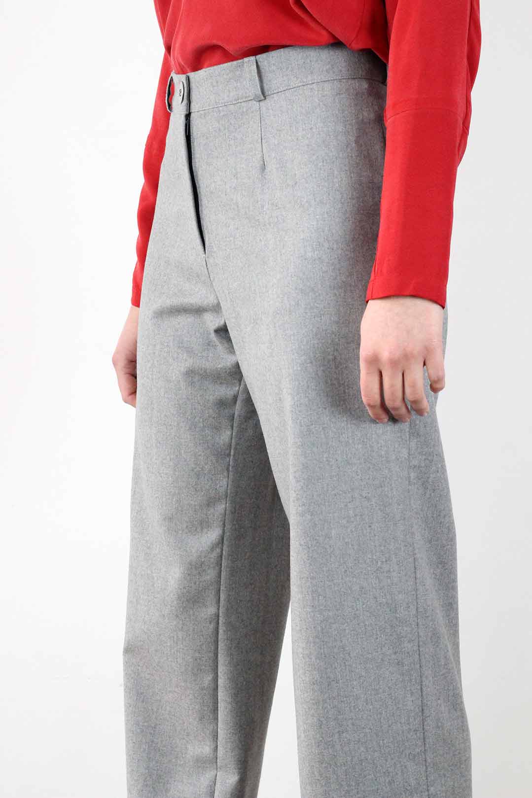pantalon large femme gris