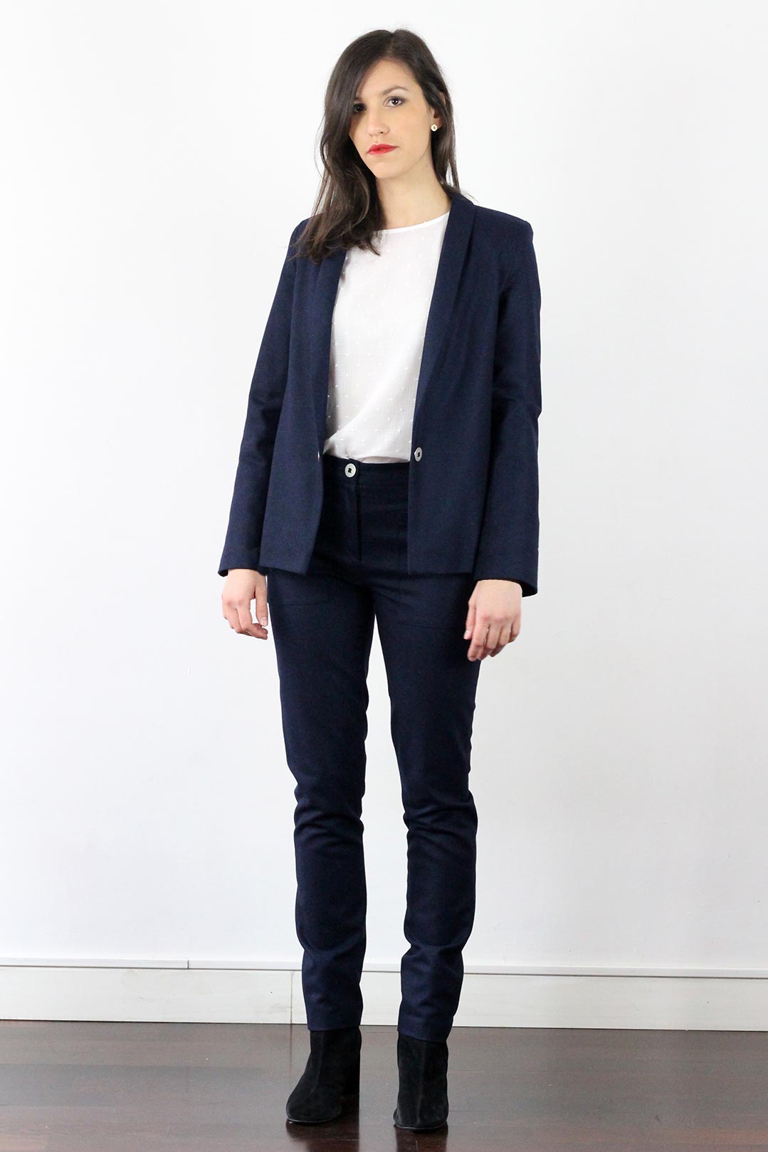 veste tailleur bleu marine femme