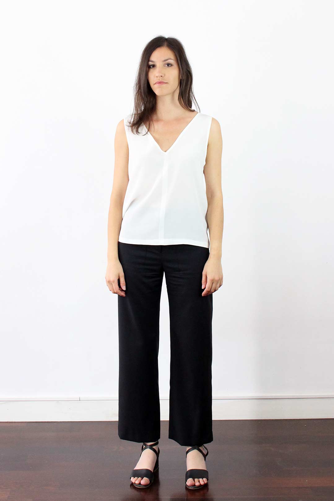 top en soie blanc