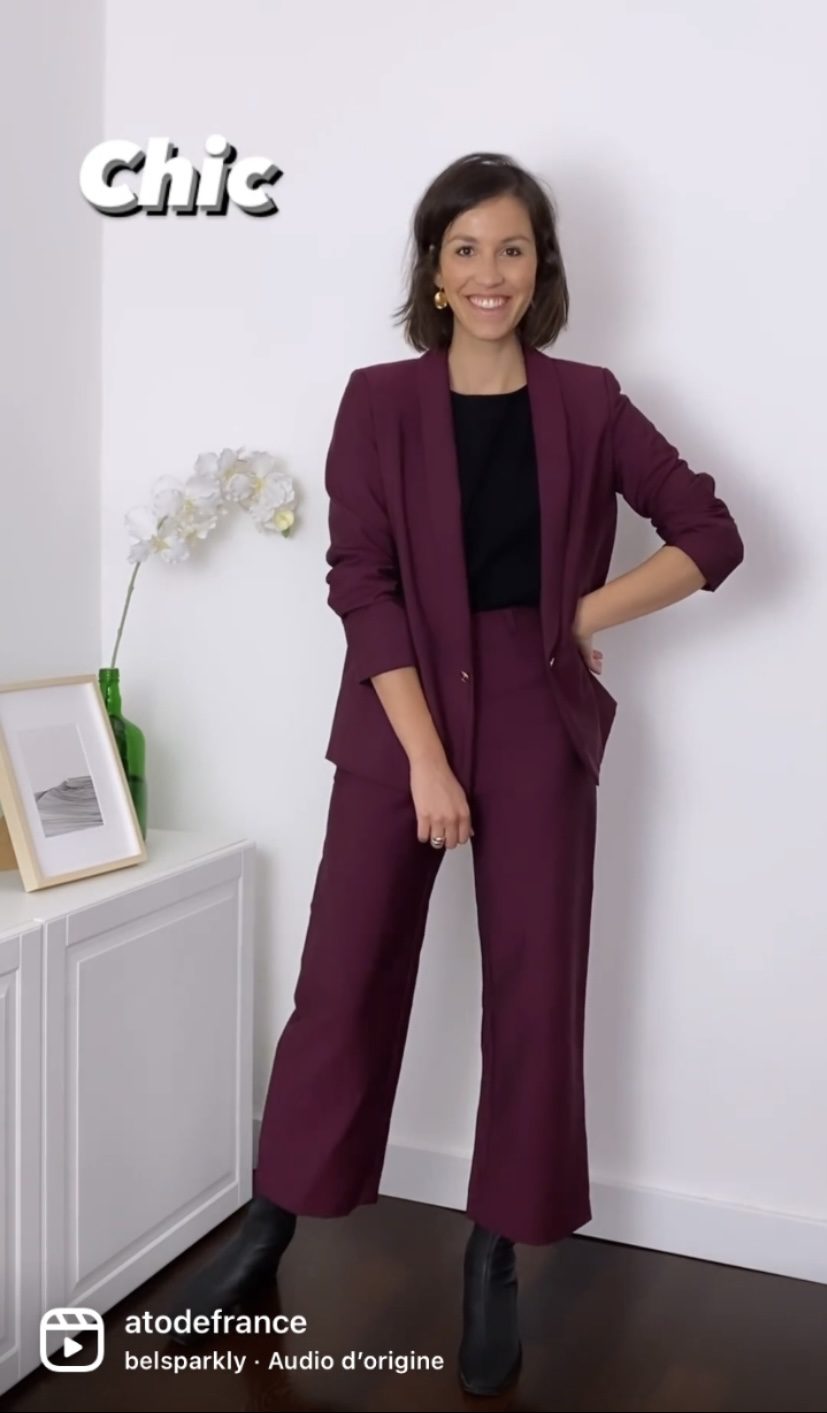 Costume femme, Petite veste et pantalon à manches longues d