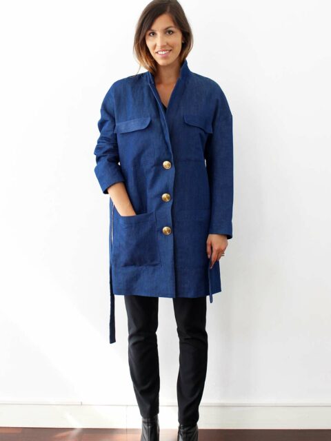 Trench fluide femme bleu en coton Alice ATODE