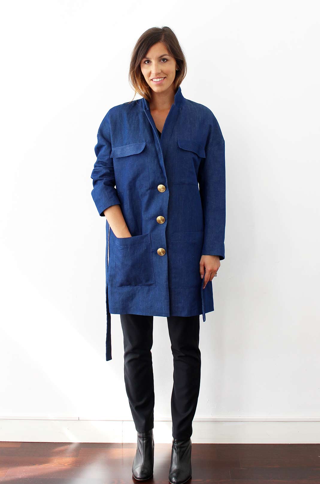 Trench fluide femme bleu en coton Alice ATODE