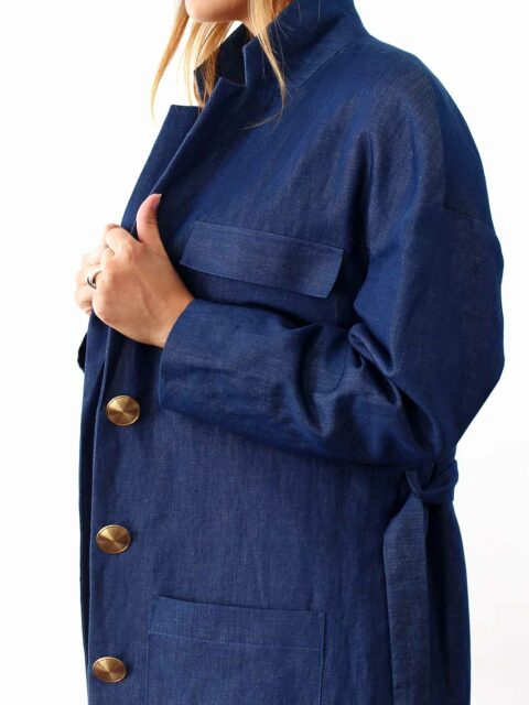 Trench fluide femme bleu en coton Alice ATODE