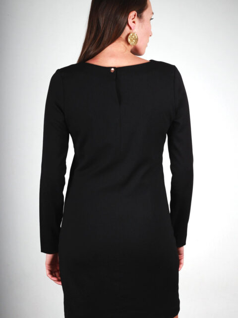 Robe laine noire manche longue Agathe ATODE