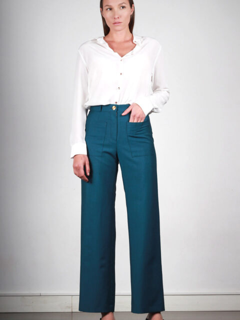 pantalon bleu canard femme LAURA ATODE