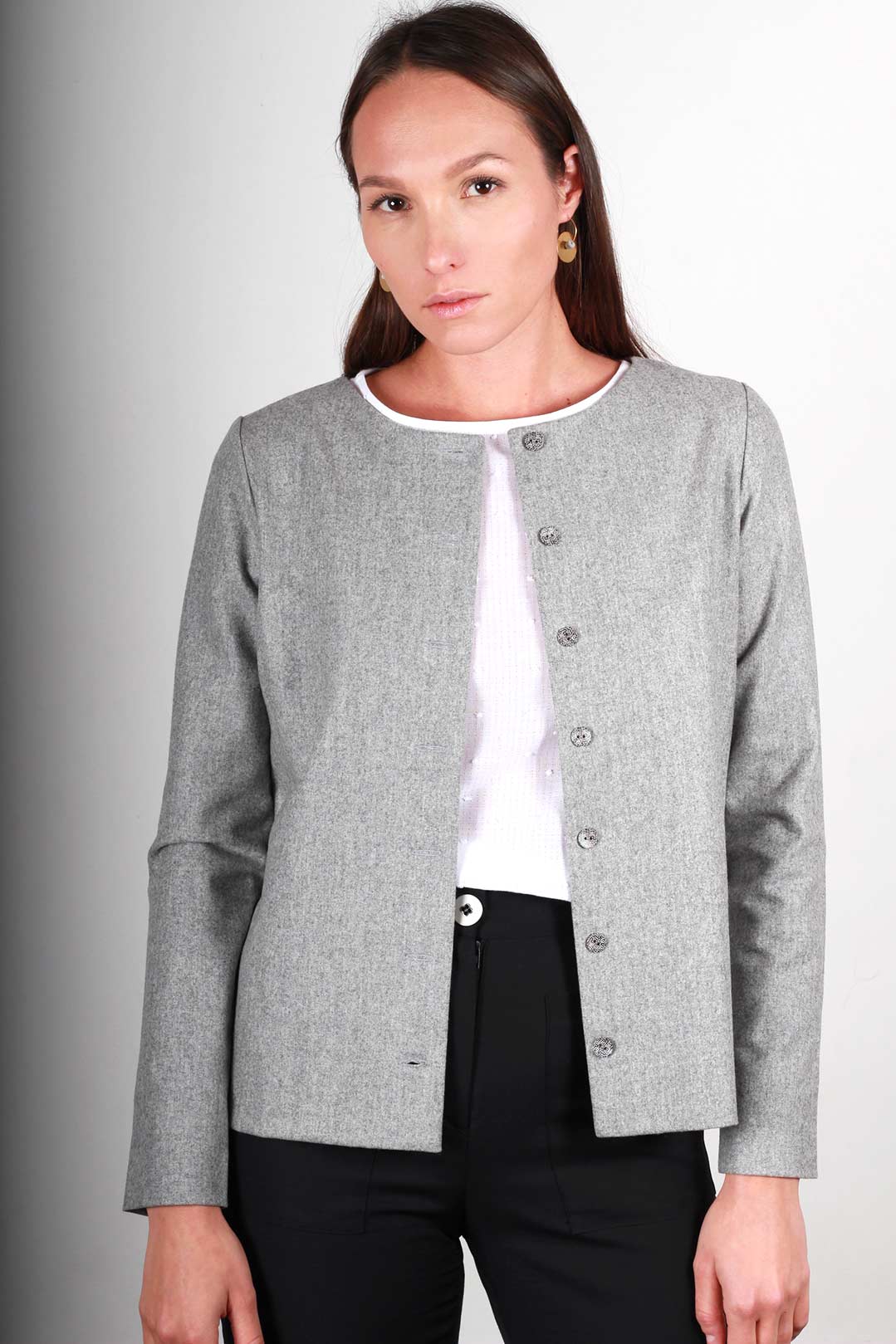 gilet gris femme laine