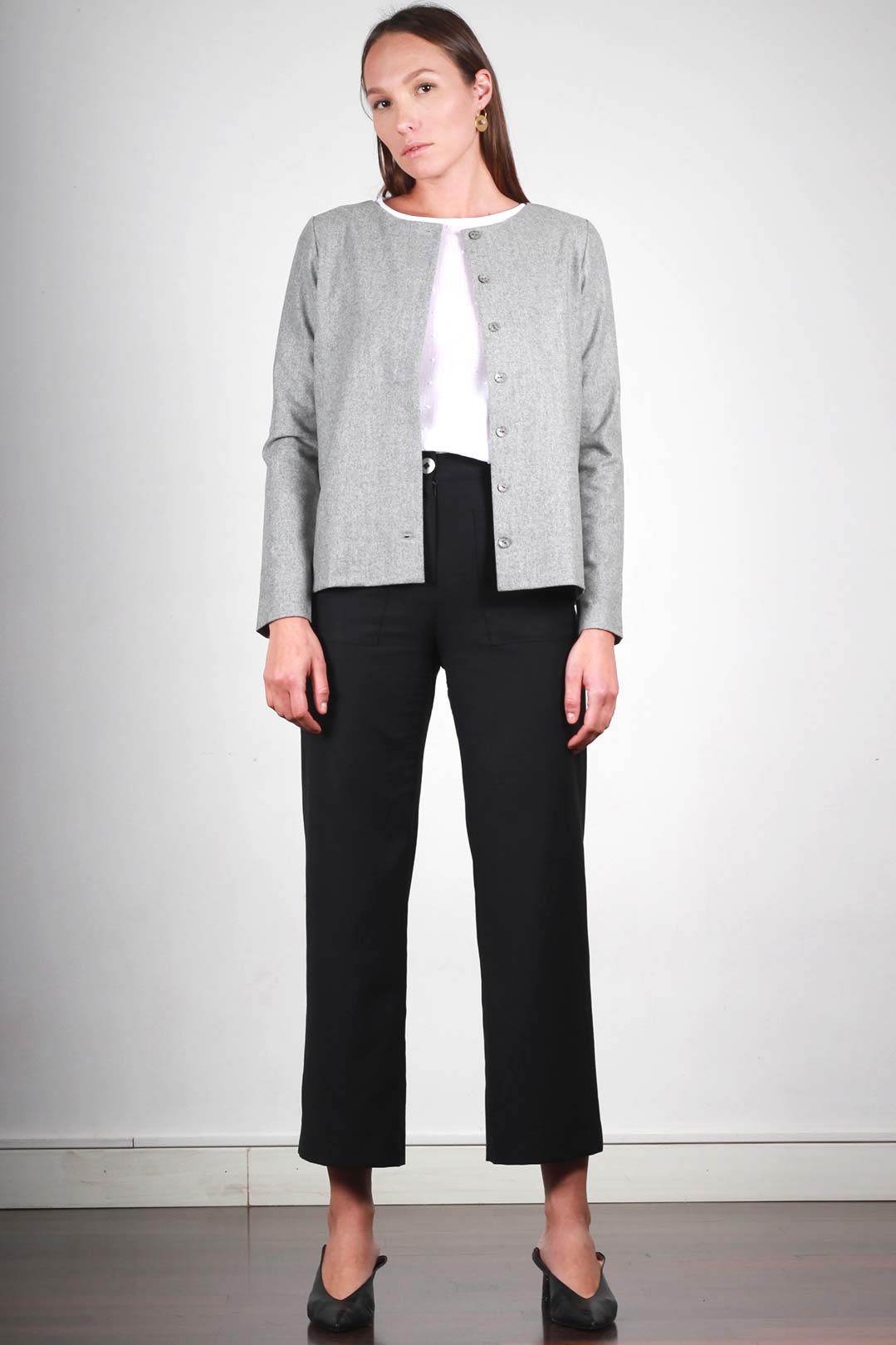 ATODE - Gilet en Laine Gris femme - flanelle 120'S - Made in France