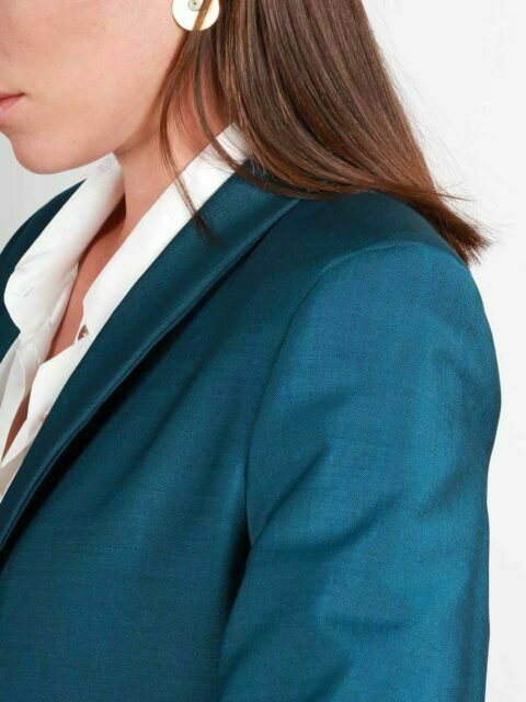 Veste de tailleur bleu canard laine froide MarieAnne ATODE