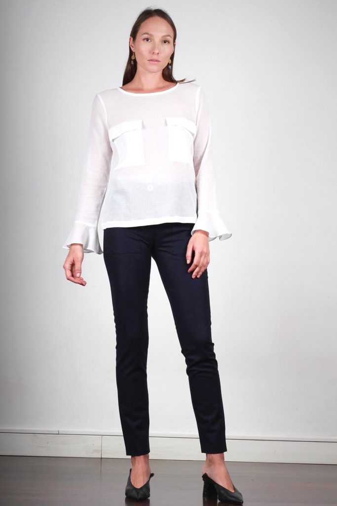 Top en coton blanc gaufré Marine ATODE