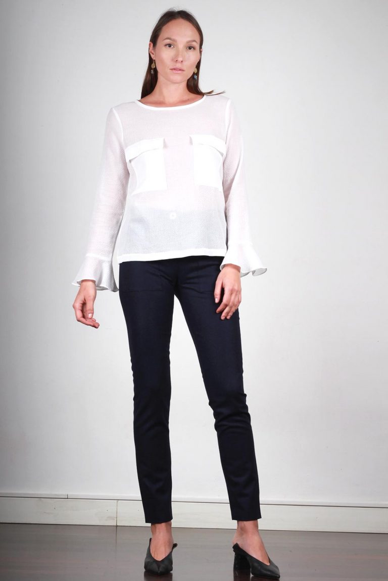 Top en coton blanc gaufré Marine ATODE