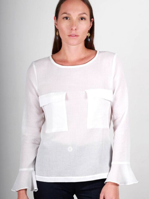 Top en coton blanc gaufré Marine ATODE