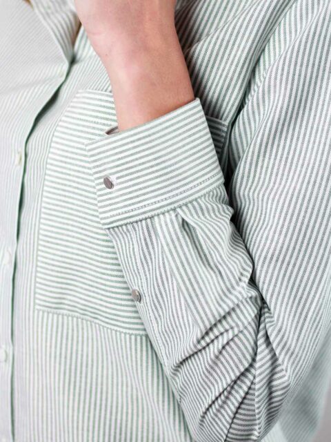 Chemise femme rayures verte et blanche femme chic ATODE