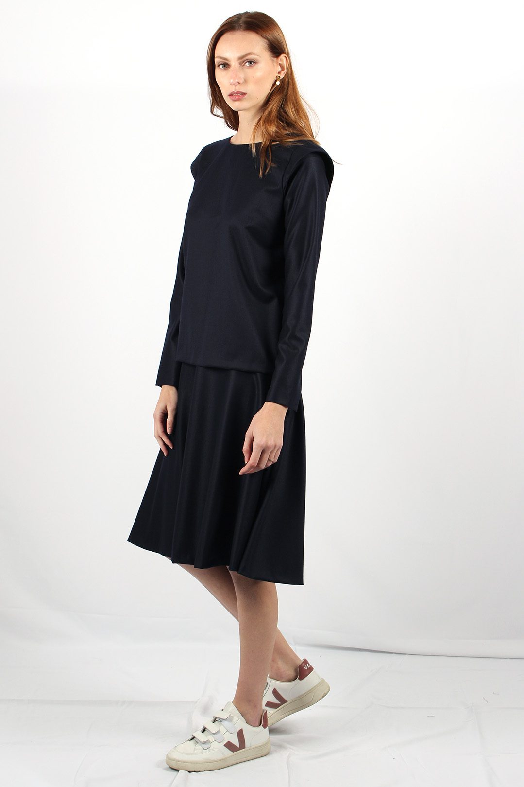 Jupe midi bleu marine outlet