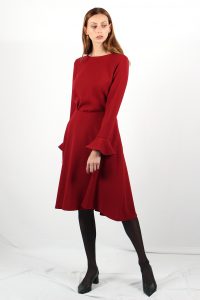 jupe midi rouge en crepe Camille ATODE