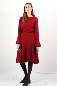 jupe midi rouge en crepe Camille ATODE