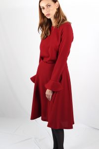 jupe midi rouge en crepe Camille ATODE