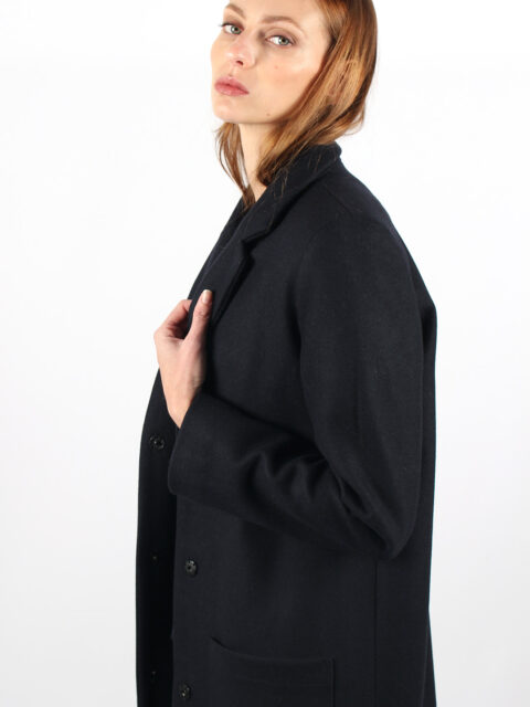 manteau droit femme bleu marine Anne Sophie ATODE