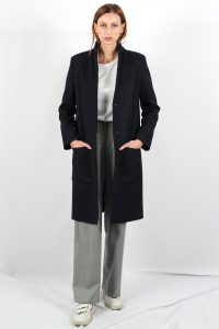 manteau droit femme bleu marine Anne Sophie ATODE