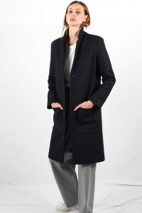 manteau droit femme bleu marine Anne Sophie ATODE