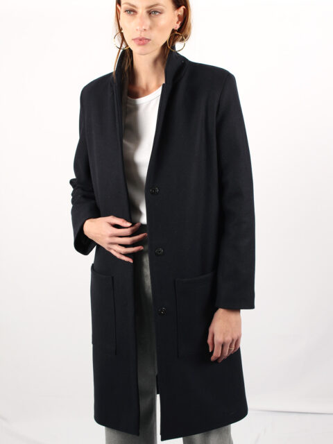 manteau droit femme bleu marine Anne Sophie ATODE