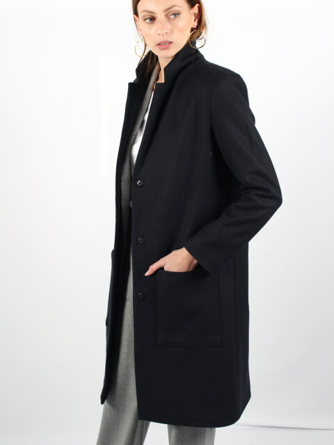 manteau droit femme bleu marine Anne Sophie ATODE