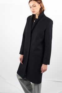 manteau droit femme bleu marine Anne Sophie ATODE