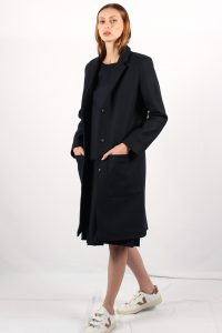 manteau droit femme bleu marine Anne Sophie ATODE