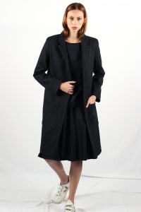 manteau droit femme bleu marine Anne Sophie ATODE