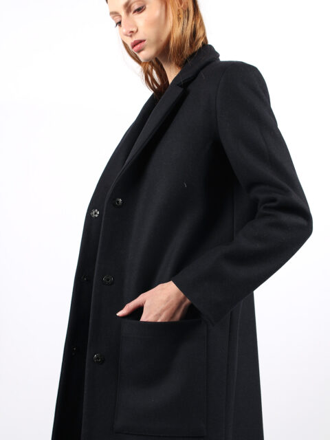 manteau droit femme bleu marine Anne Sophie ATODE