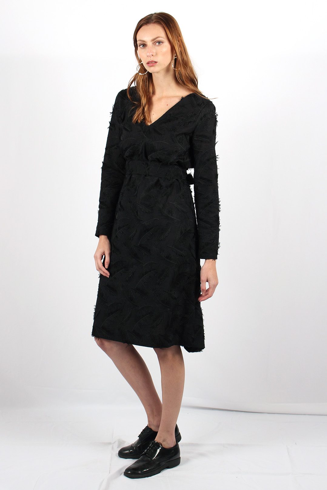  Robe  droite et trap ze en coton  plume noir  made in france 