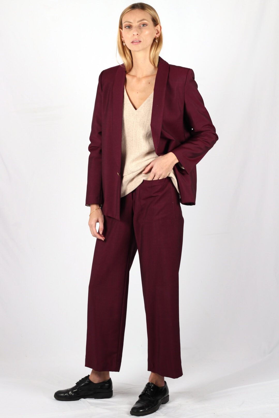 Blazer bordeaux femme en laine Marie-Anne ATODE