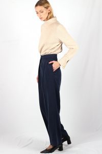 Pantalon large à pinces bleu foncé Morane ATODE