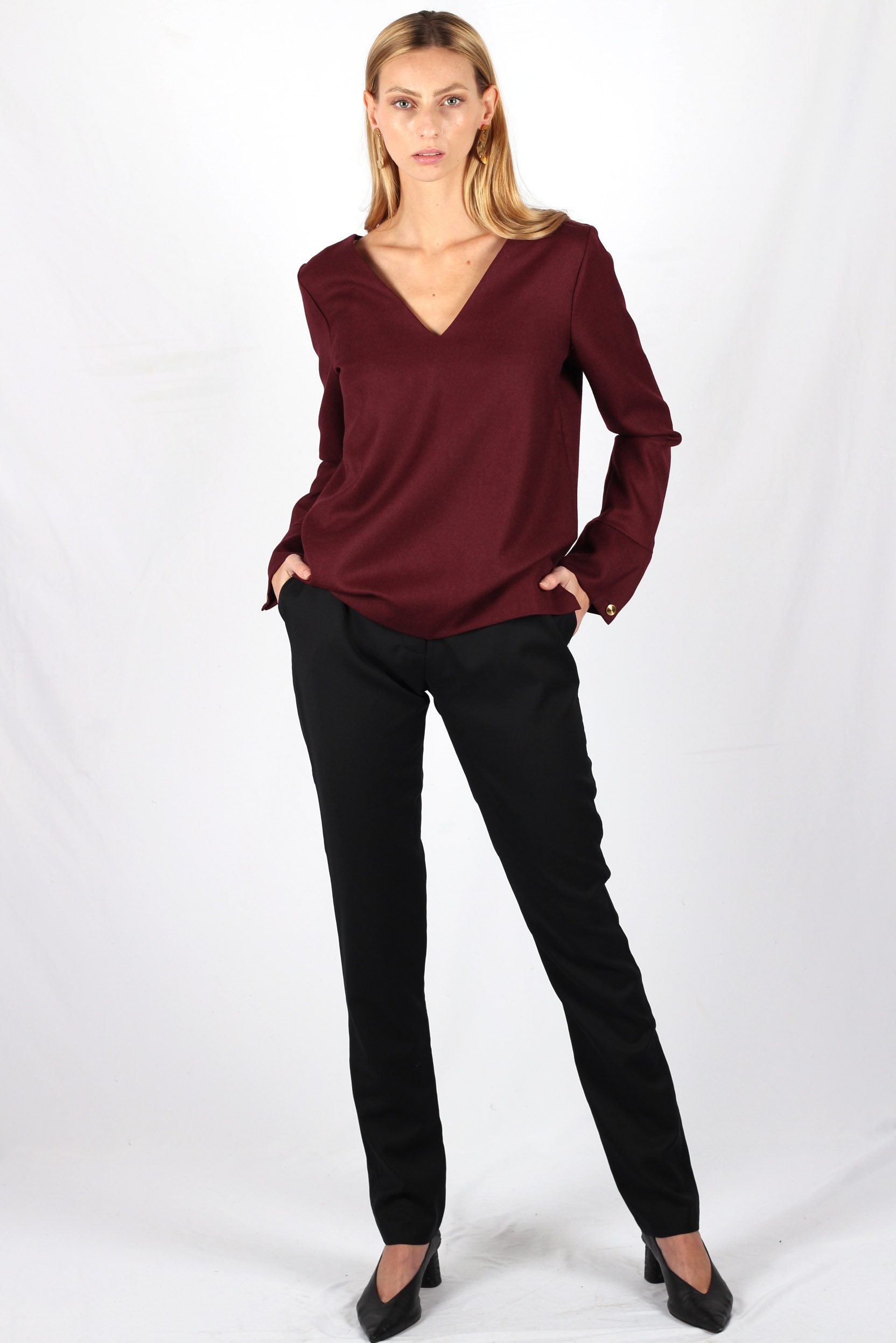 Blouse femme bordeaux deals