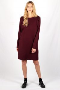 Robe droite bordeaux en laine flanelle Carolyne ATODE