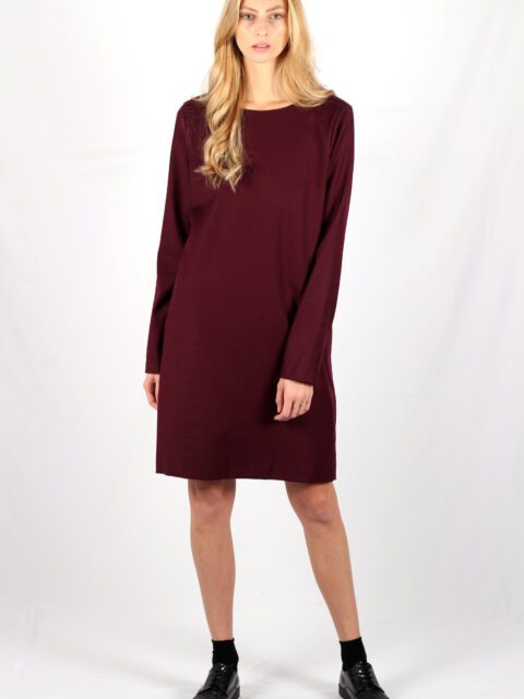 Robe droite bordeaux en laine flanelle Carolyne ATODE